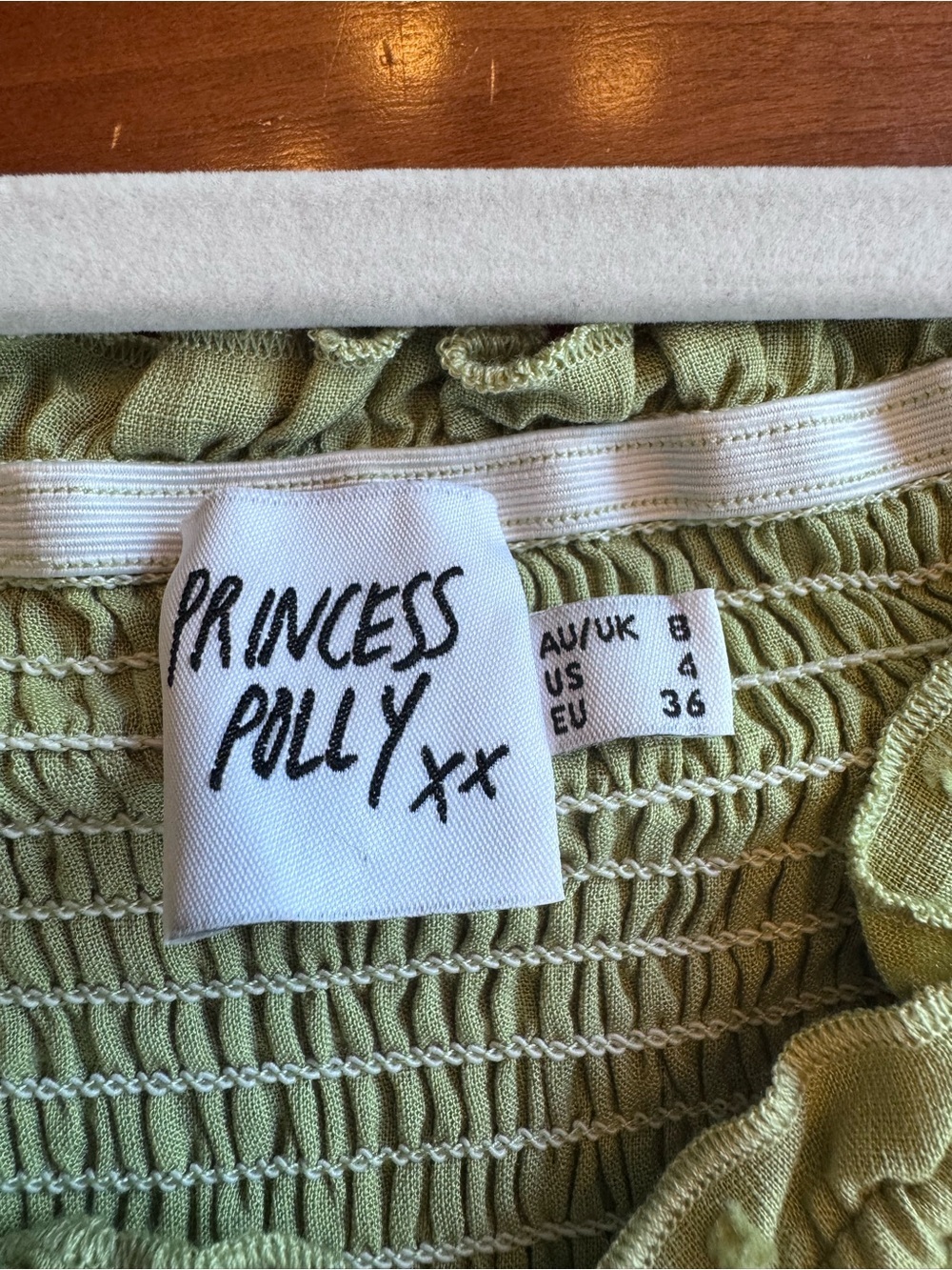 Princess Polly Asner Top Sage Green Size 4 - Picture 8 of 13